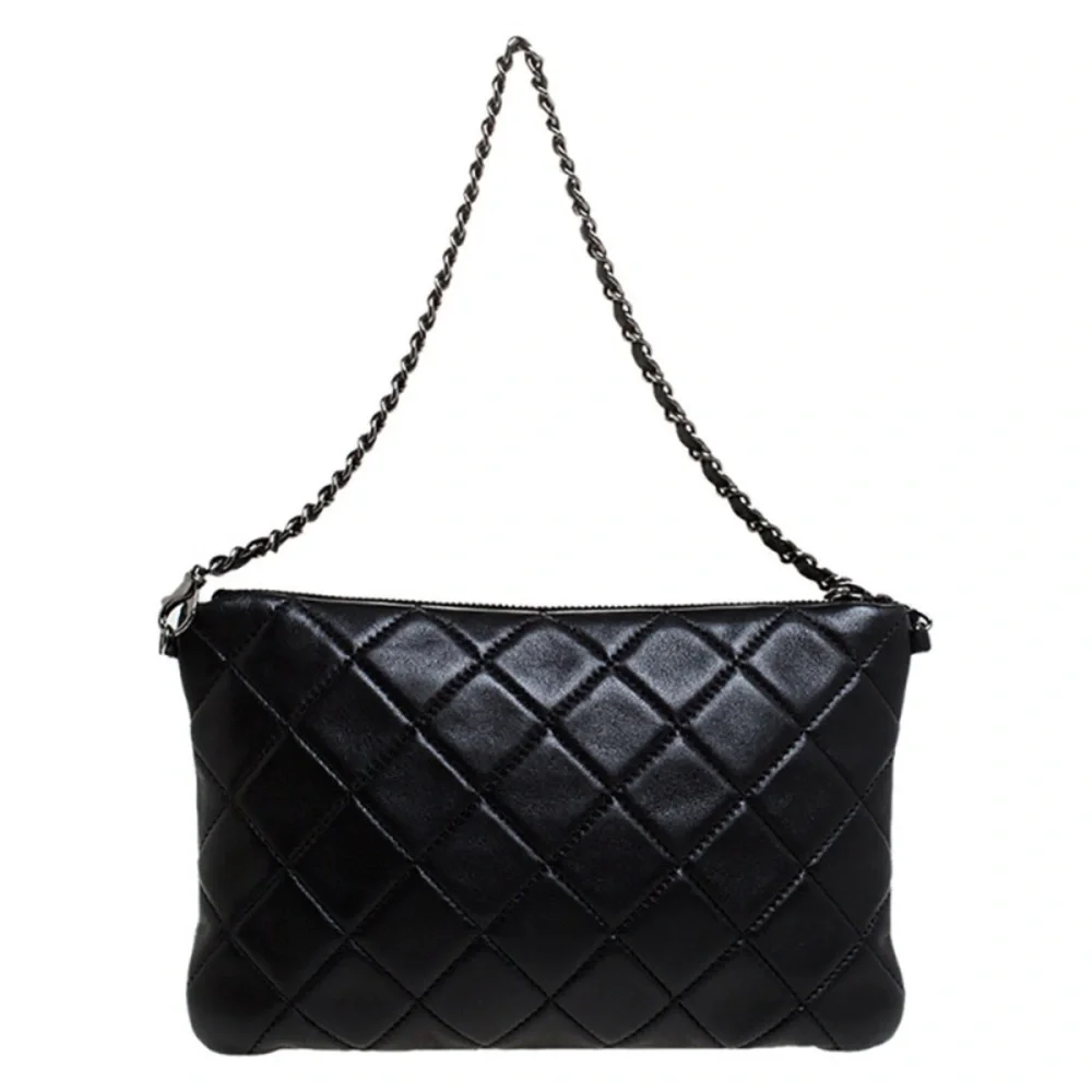 CHANEL Mineral Nights Clutch Gold Black Lambskin Wristlet Circa 2012 Limited Ed